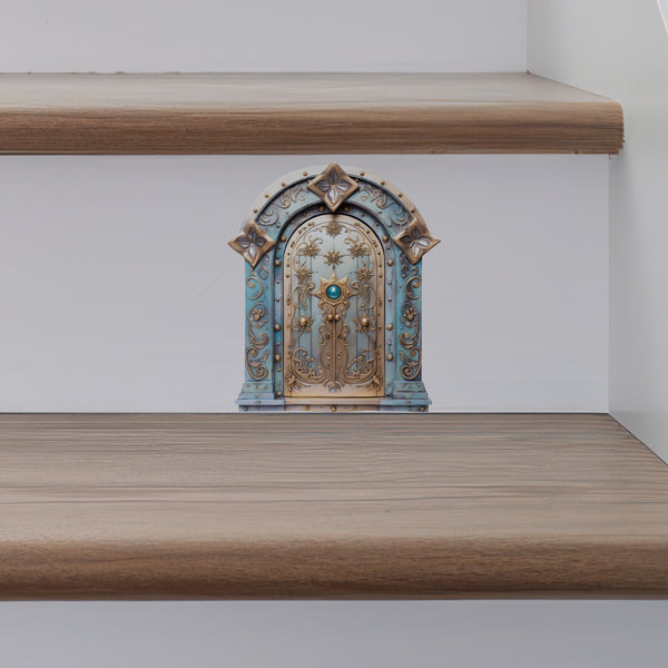 Golden Stars Magical Fantasy Fairy Door decal on stairs
