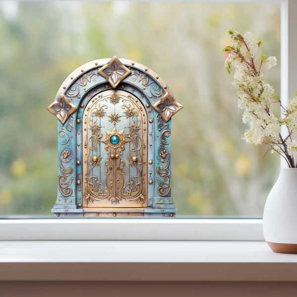 Golden Stars Magical Fantasy Fairy Door decal on window