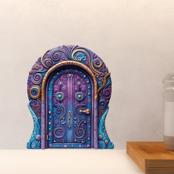 Magical Purple Wizard Fantasy Fairy Door decal above countertop
