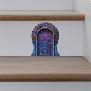Magical Purple Wizard Fantasy Fairy Door decal on stairs