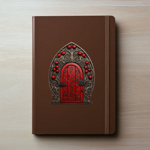 Red Berry Bush Fairy Door decal on notebook