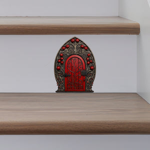 Red Berry Bush Fairy Door decal on stairs