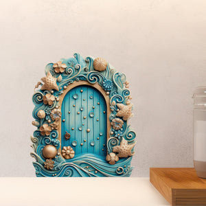 By The Seaside Fairy Door decal above countertop