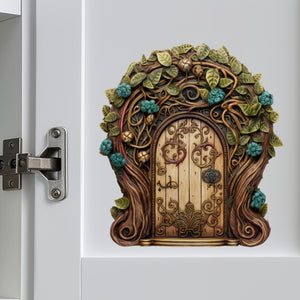 Vines and Flowers Fairy Door decal on cabinet