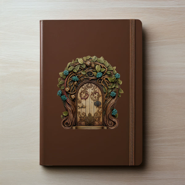 Vines and Flowers Fairy Door decal on notebook