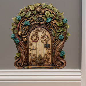 Vines and Flowers Fairy Door decal on wall