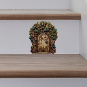 Vines and Flowers Fairy Door decal on stairs