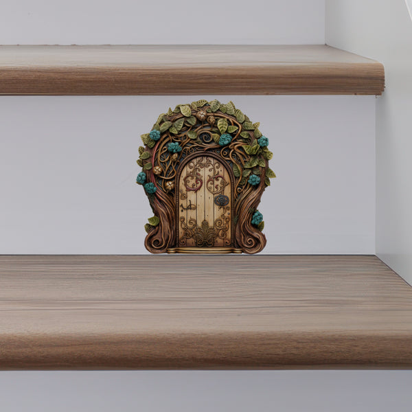 Vines and Flowers Fairy Door decal on stairs