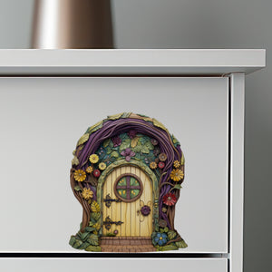 Purple Tree and Flowers Fairy Door decal on dresser