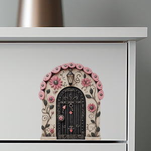 Pastel Pink Flowers Fairy Door decal dresser