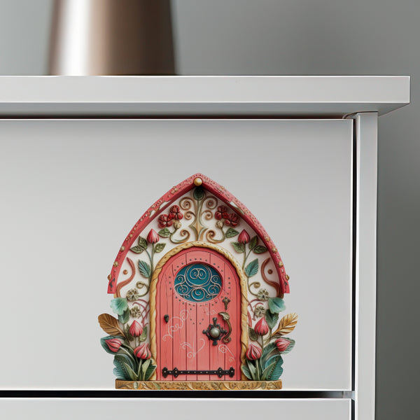 Rose Fairy Door decal on dresser