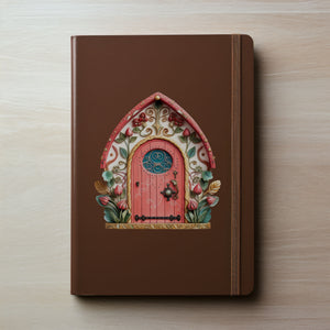 Rose Fairy Door decal on notebook