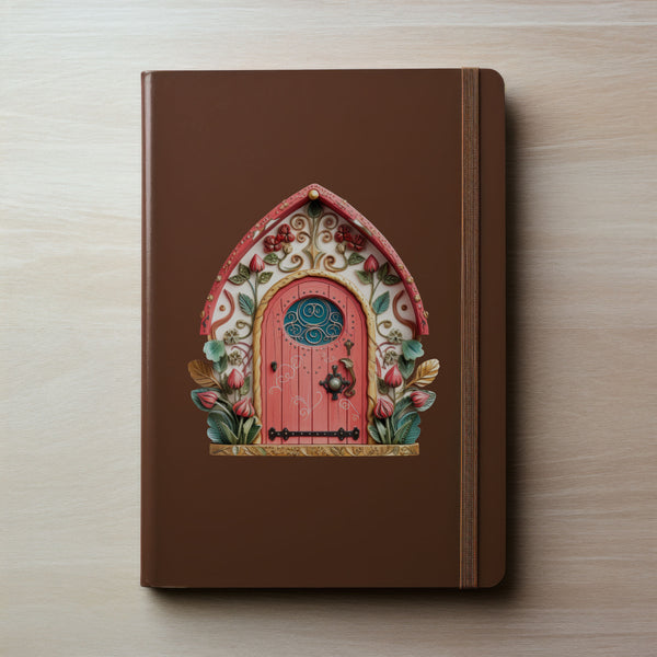 Rose Fairy Door decal on notebook
