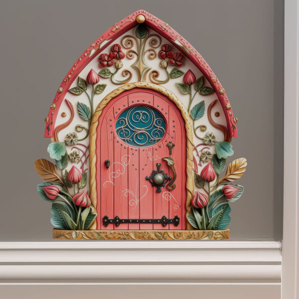 Rose Fairy Door decal on wall