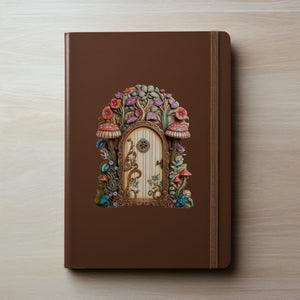 Flowers and Mushrooms Fairy Door decal on notebook