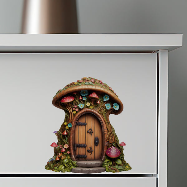 Mushroom Top Fairy Door decal on dresser