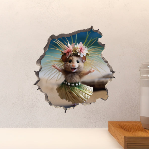 Luau Mouse in Mouse Hole Decal above countertop