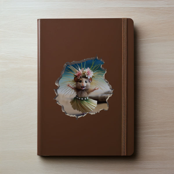Luau Mouse in Mouse Hole Decal on notebook