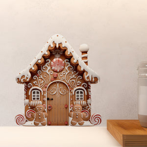 Gingerbread House Decor with Peppermint Candy Cane decal above countertop