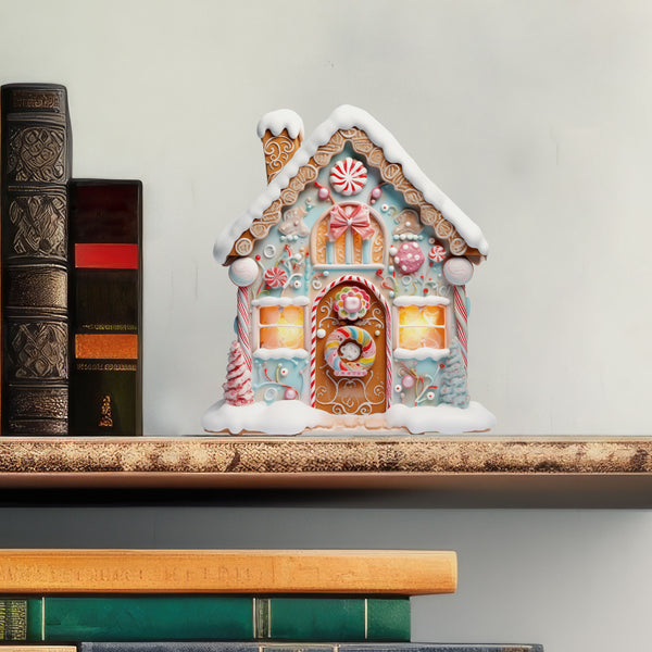 Gingerbread House Decor with Candy Cane and Christmas Cookies decal with books