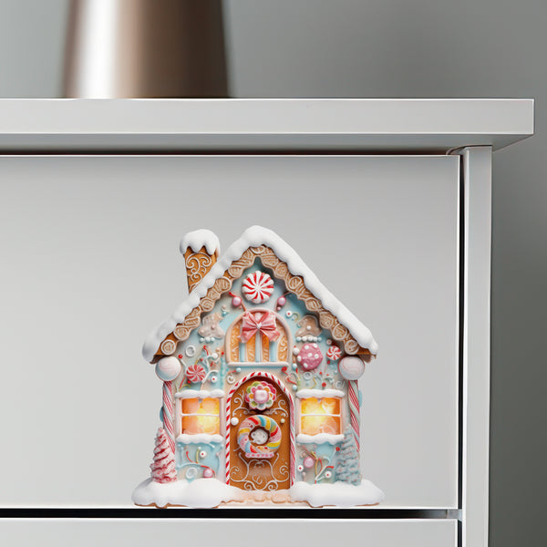 Gingerbread House Decor with Candy Cane and Christmas Cookies decal on dresser