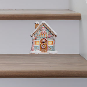 Gingerbread House Decor with Candy Cane and Christmas Cookies decal on stairs