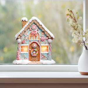Gingerbread House Decor with Candy Cane and Christmas Cookies decal on window