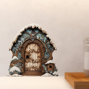 Blue Enchanted Forest Winter Wonderland House Decor Door decal above countertop