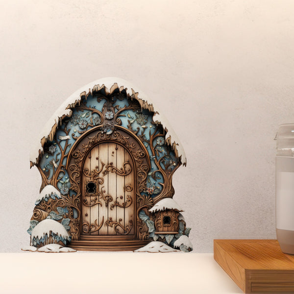 Blue Enchanted Forest Winter Wonderland House Decor Door decal above countertop