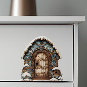 Blue Enchanted Forest Winter Wonderland House Decor Door decal on stairs