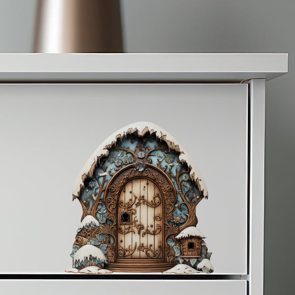 Blue Enchanted Forest Winter Wonderland House Decor Door decal on stairs