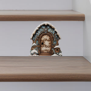 Blue Enchanted Forest Winter Wonderland House Decor Door decal on stairs