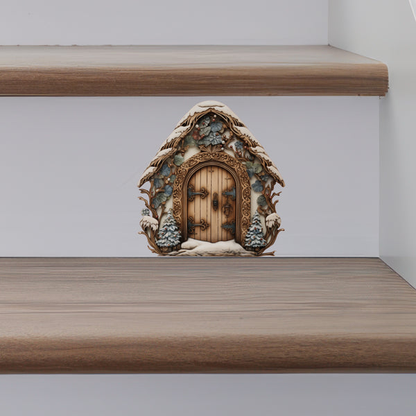 Holiday Winter Forest Decor Door decal on stairs