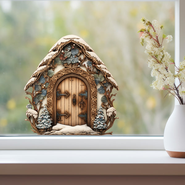 Holiday Winter Forest Decor Door decal on window
