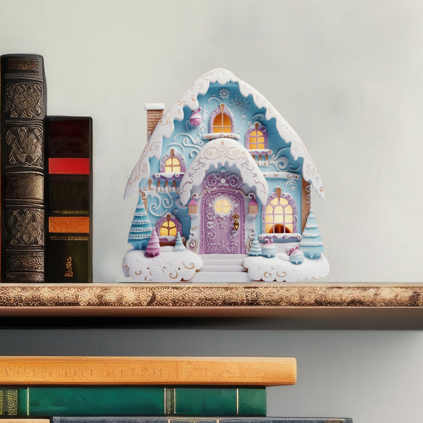 Bright Blue and Purple Frosting Cotton Candy Holiday Decor Door decal with books
