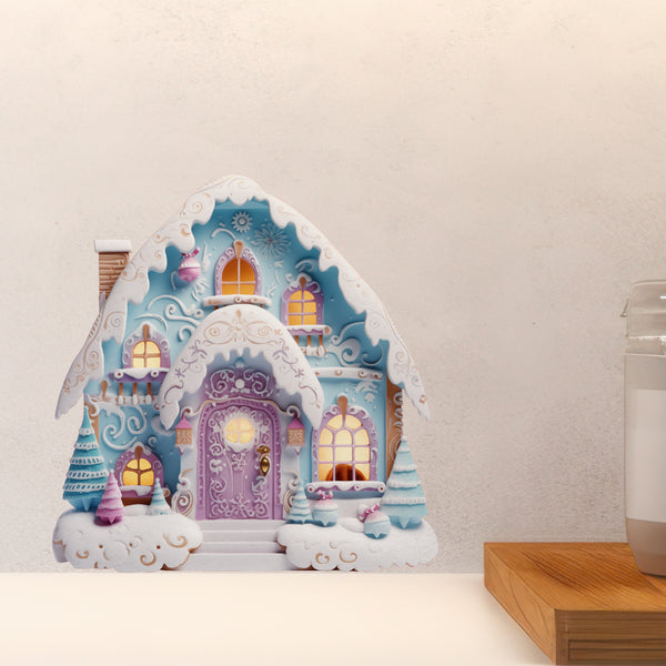 Bright Blue and Purple Frosting Cotton Candy Holiday Decor Door decal above countertop