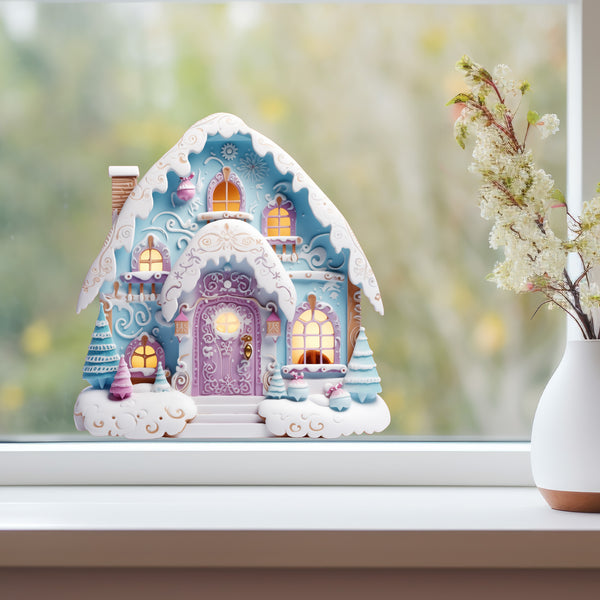 Bright Blue and Purple Frosting Cotton Candy Holiday Decor Door decal on window