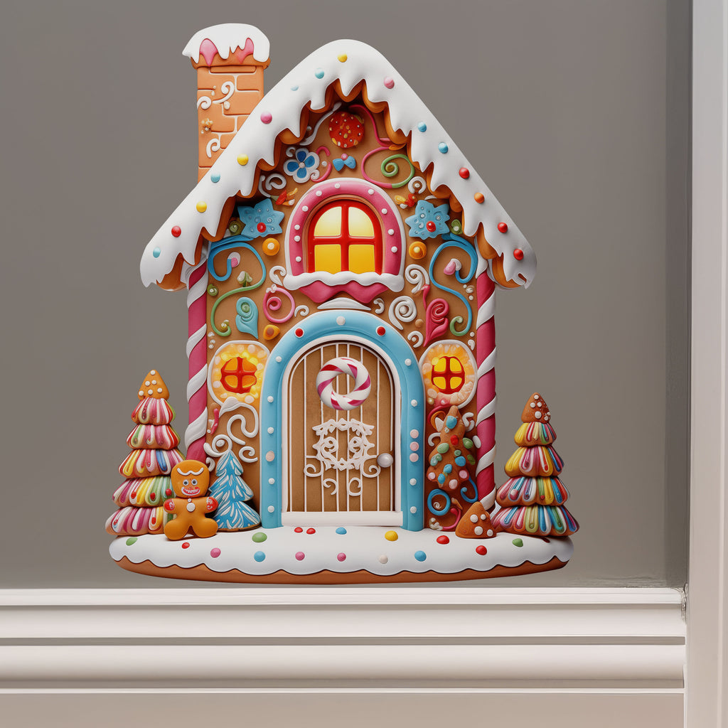 Holiday Cookie and Gingerbread House Decor with Candy Door decal on wall