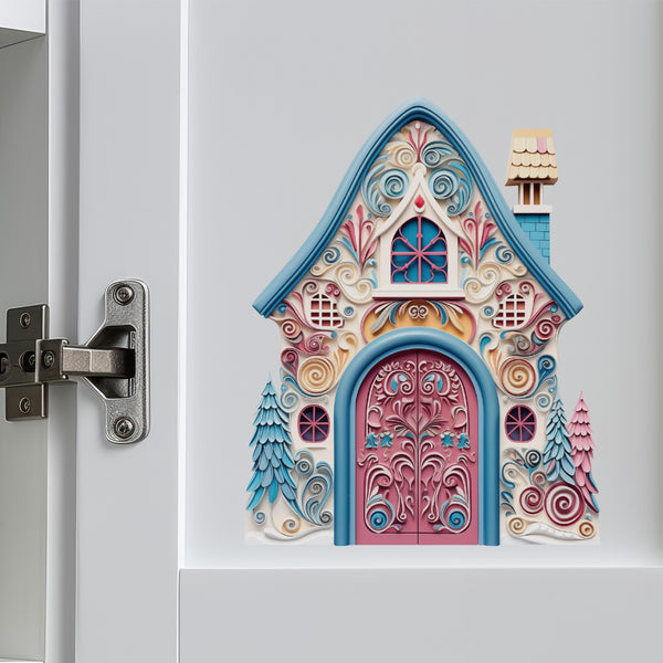 Fancy Blue and Pink House decal 
