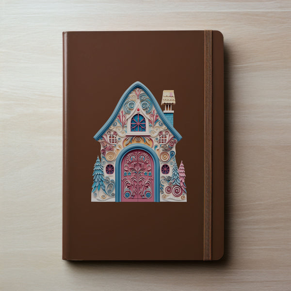 Fancy Blue and Pink House decal on notebook