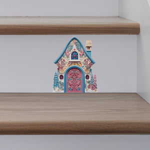Fancy Blue and Pink House decal on stairs