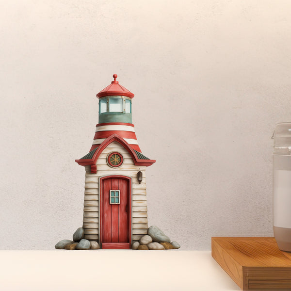 Lighthouse Door decal on countertop