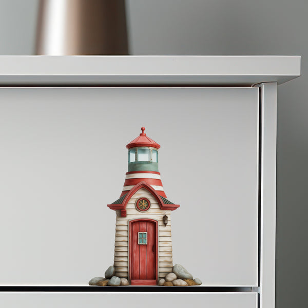 Lighthouse Door decal on dresser