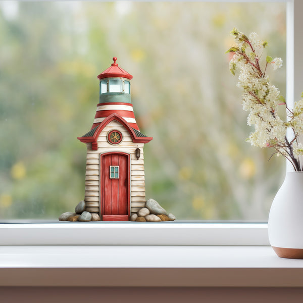 Lighthouse Door decal on window