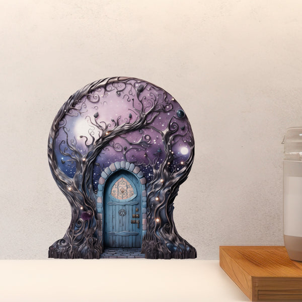 Starry Nebula Sky with Tree House decal above countertop