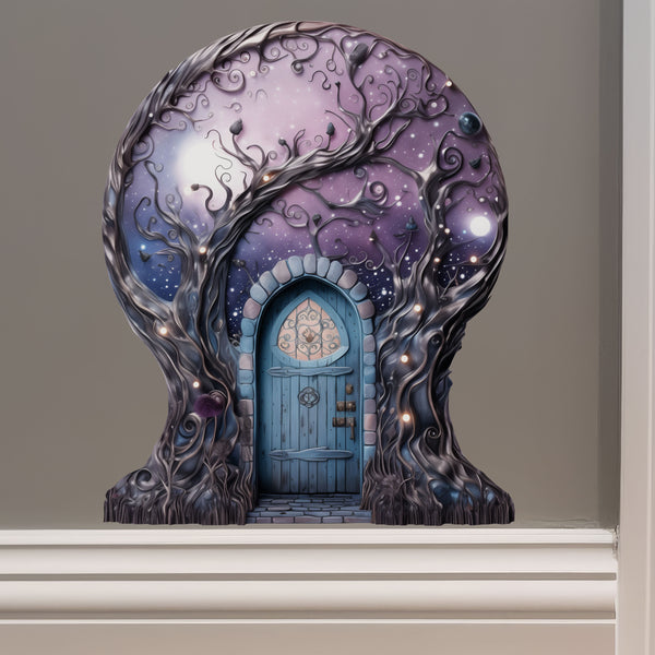 Starry Nebula Sky with Tree House decal on wall