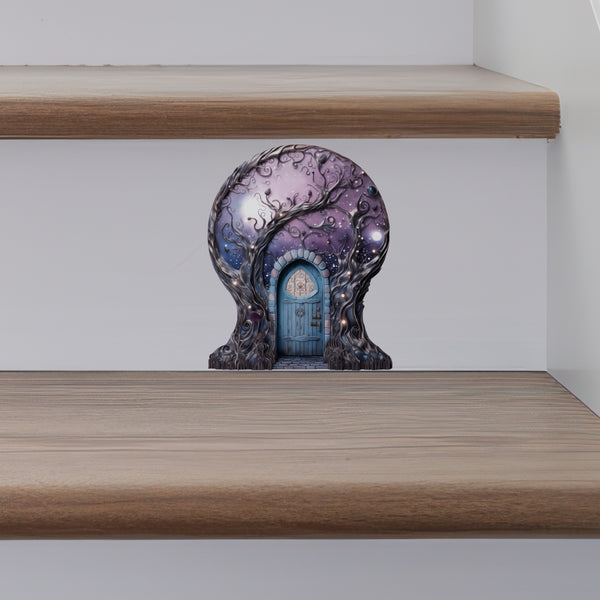 Starry Nebula Sky with Tree House decal on stairs