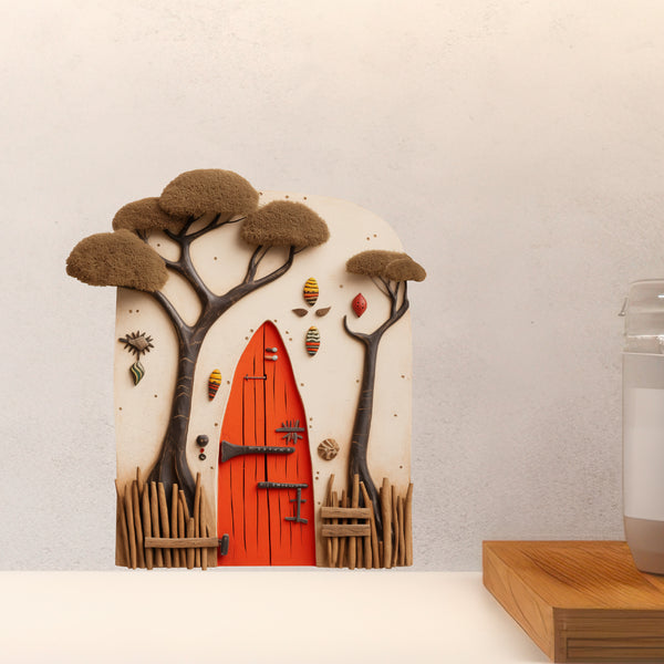 African Village Savannah Door decal above countertop