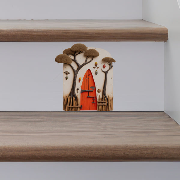 African Village Savannah Door decal on stairs