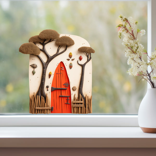 African Village Savannah Door decal on window